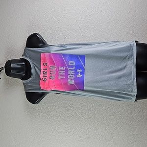 Under Armour | Girls Loose Sleeveless "Girls Run the World" Metallic Detail Sz L